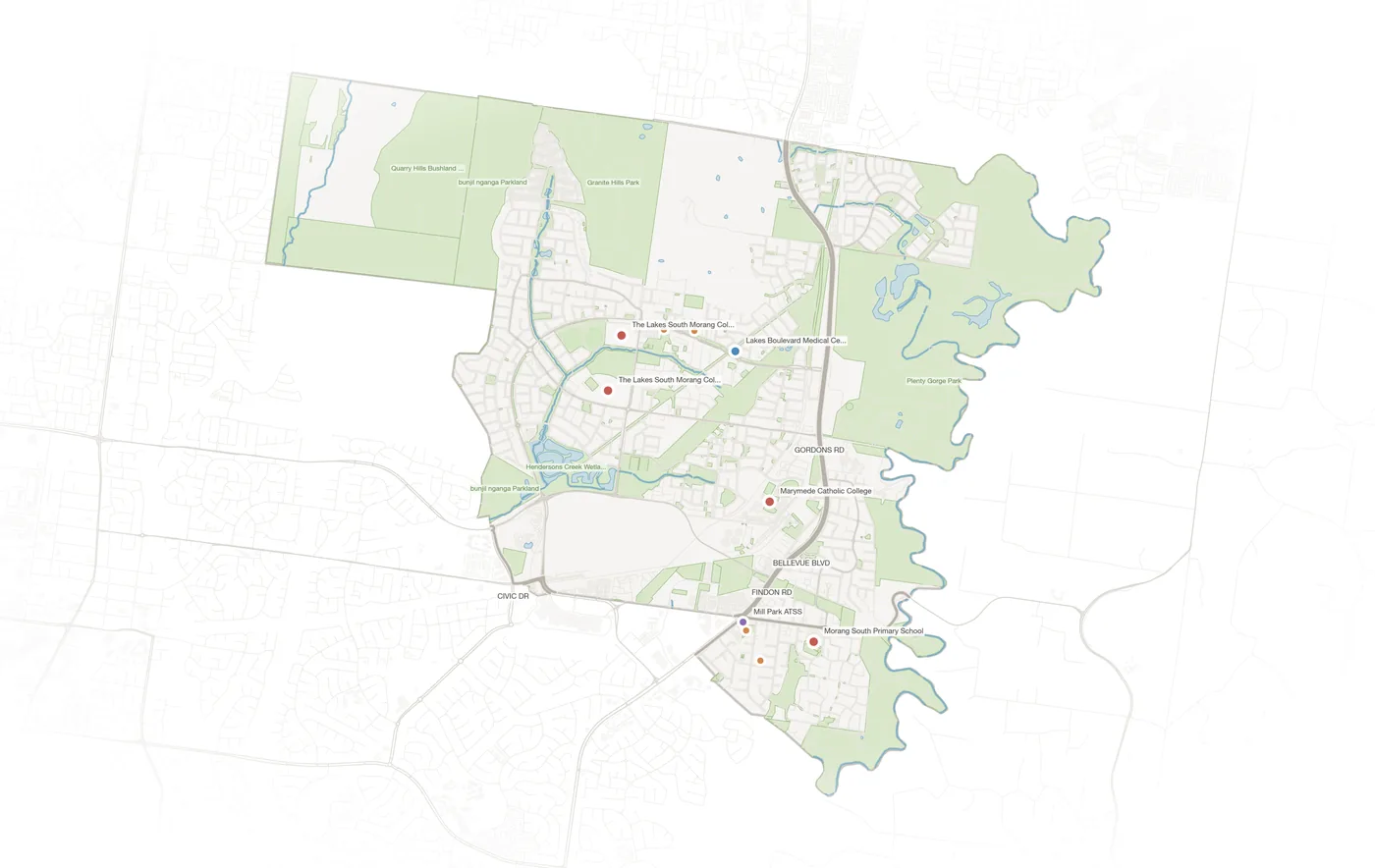 South Morang urban fabric map