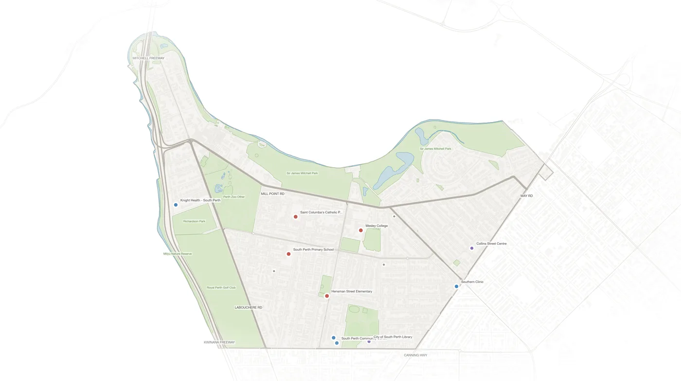 South Perth urban fabric map