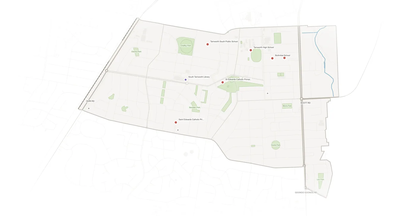 South Tamworth urban fabric map