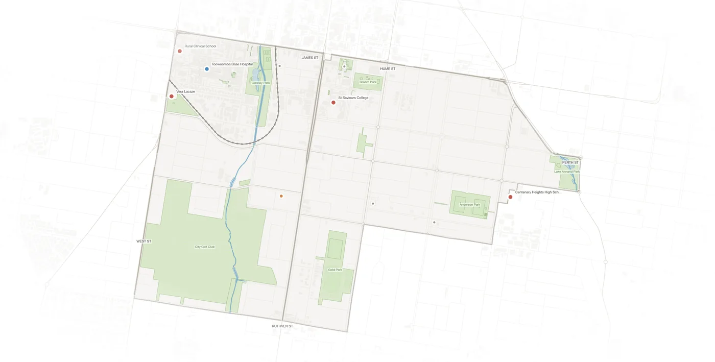 South Toowoomba urban fabric map