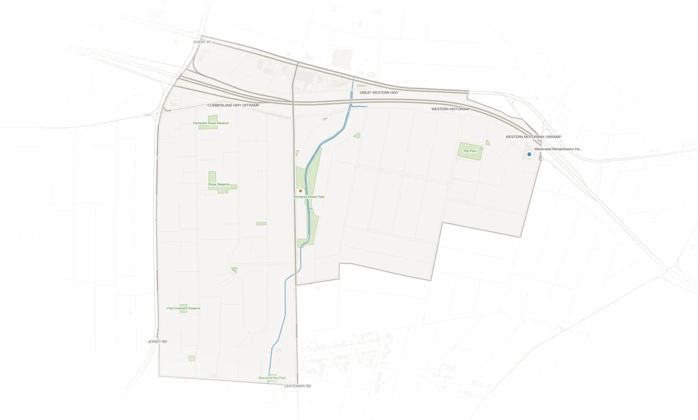 South Wentworthville urban fabric map