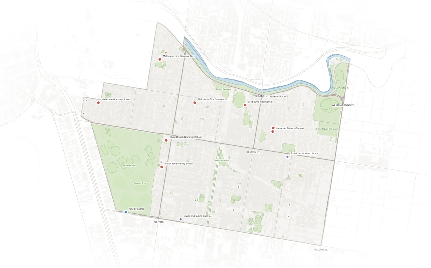 South Yarra urban fabric map