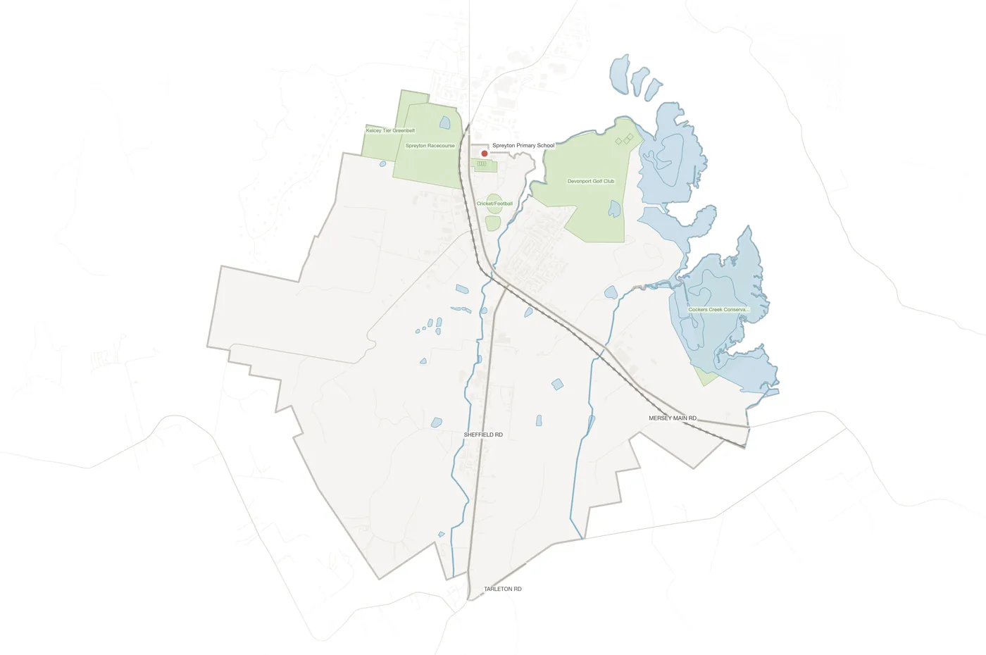 Spreyton urban fabric map