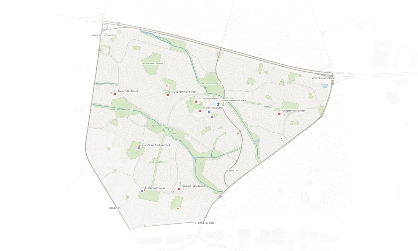 St Clair urban fabric map