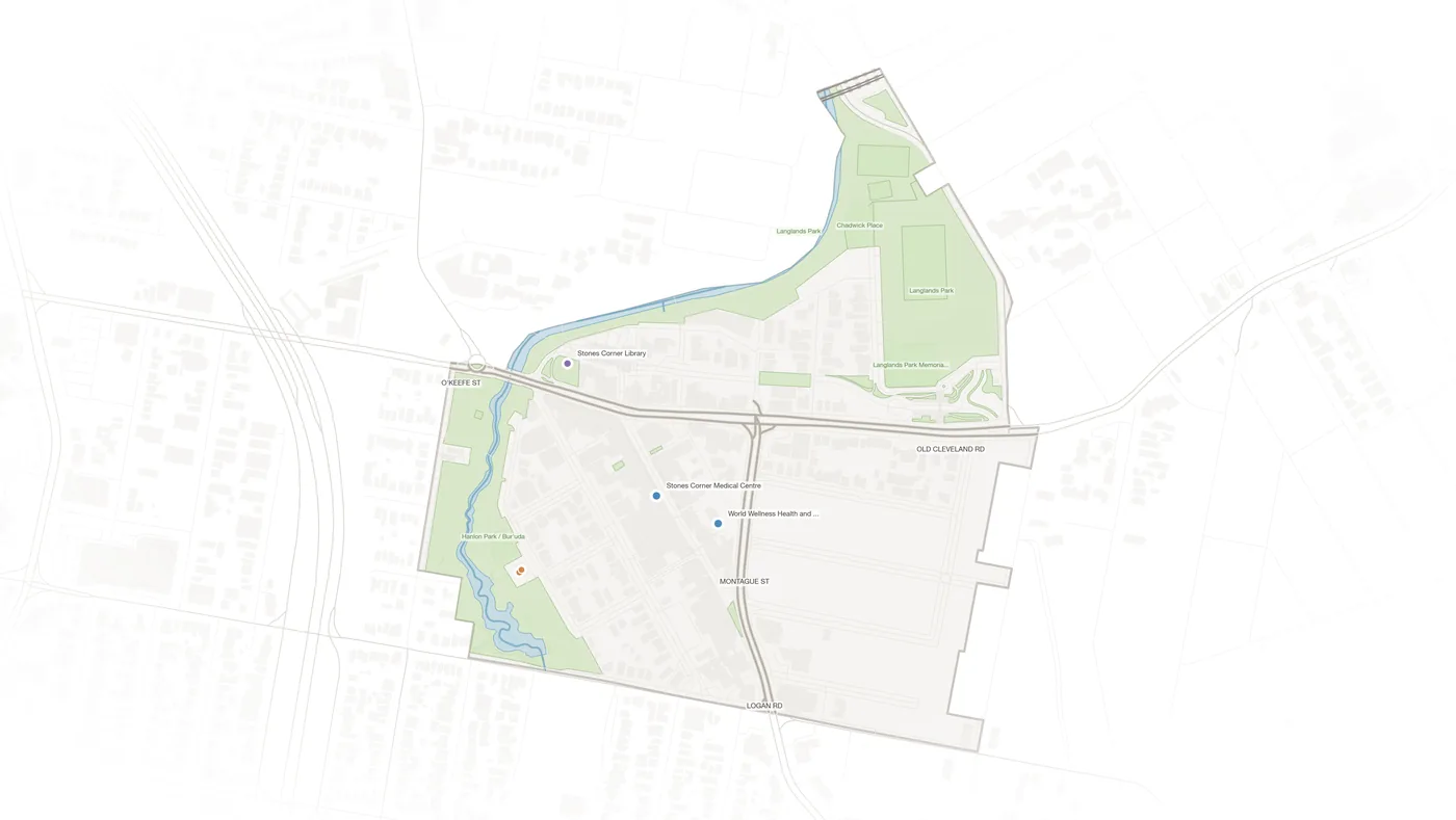 Stones Corner urban fabric map