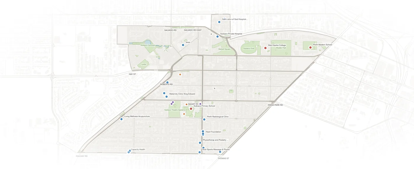 Subiaco urban fabric map