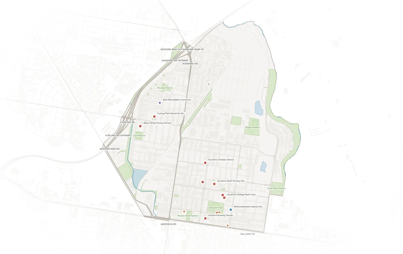 Sunshine North urban fabric map
