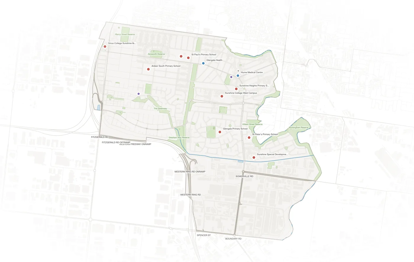 Sunshine West urban fabric map