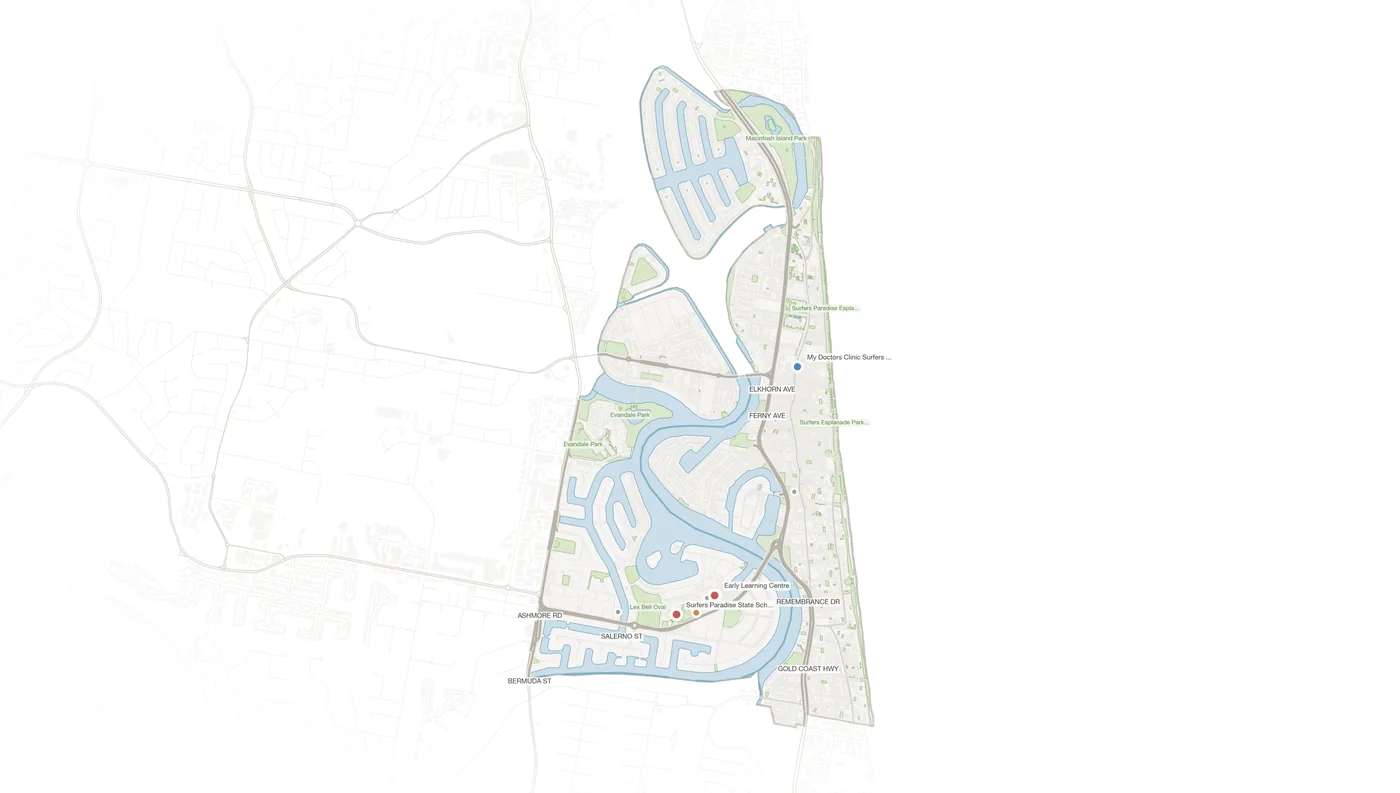 Surfers Paradise urban fabric map