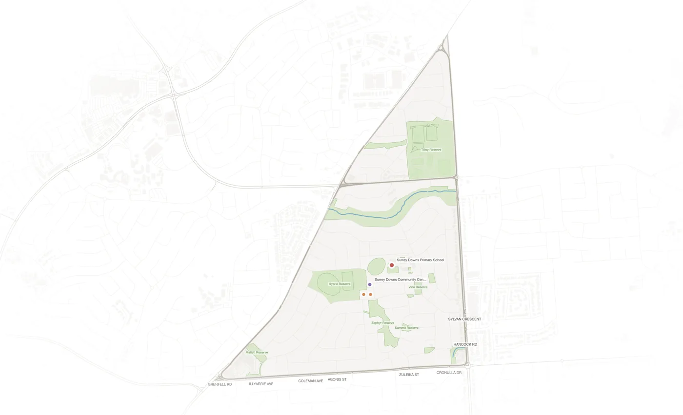 Surrey Downs urban fabric map