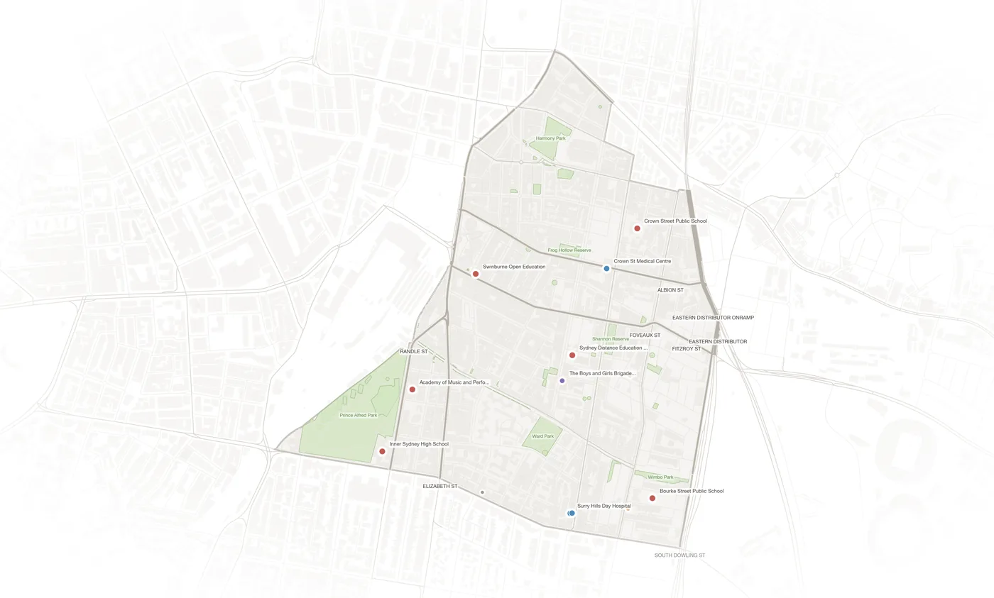 Surry Hills urban fabric map