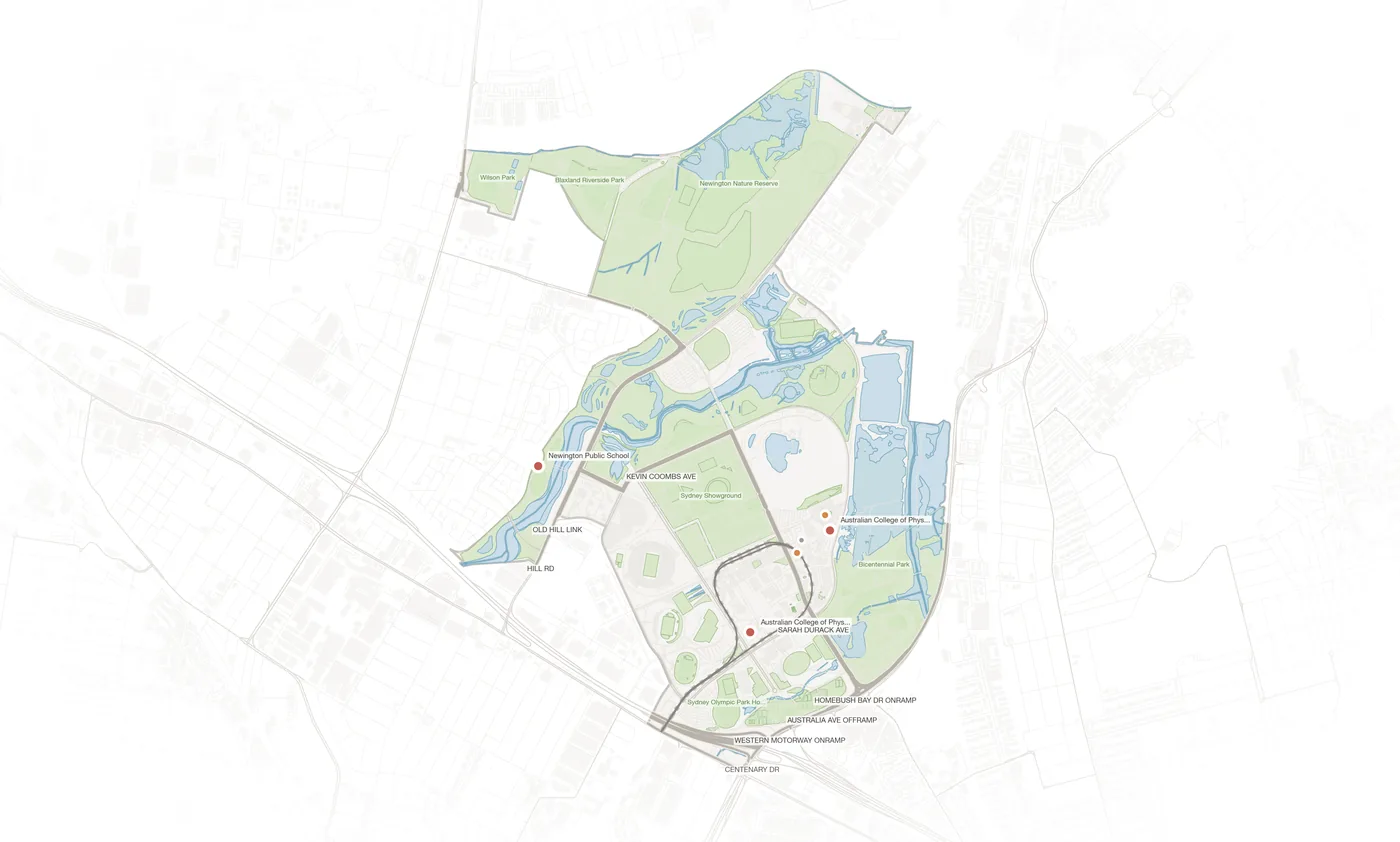 Sydney Olympic Park urban fabric map