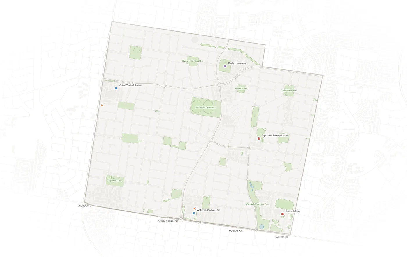 Taylors Hill urban fabric map