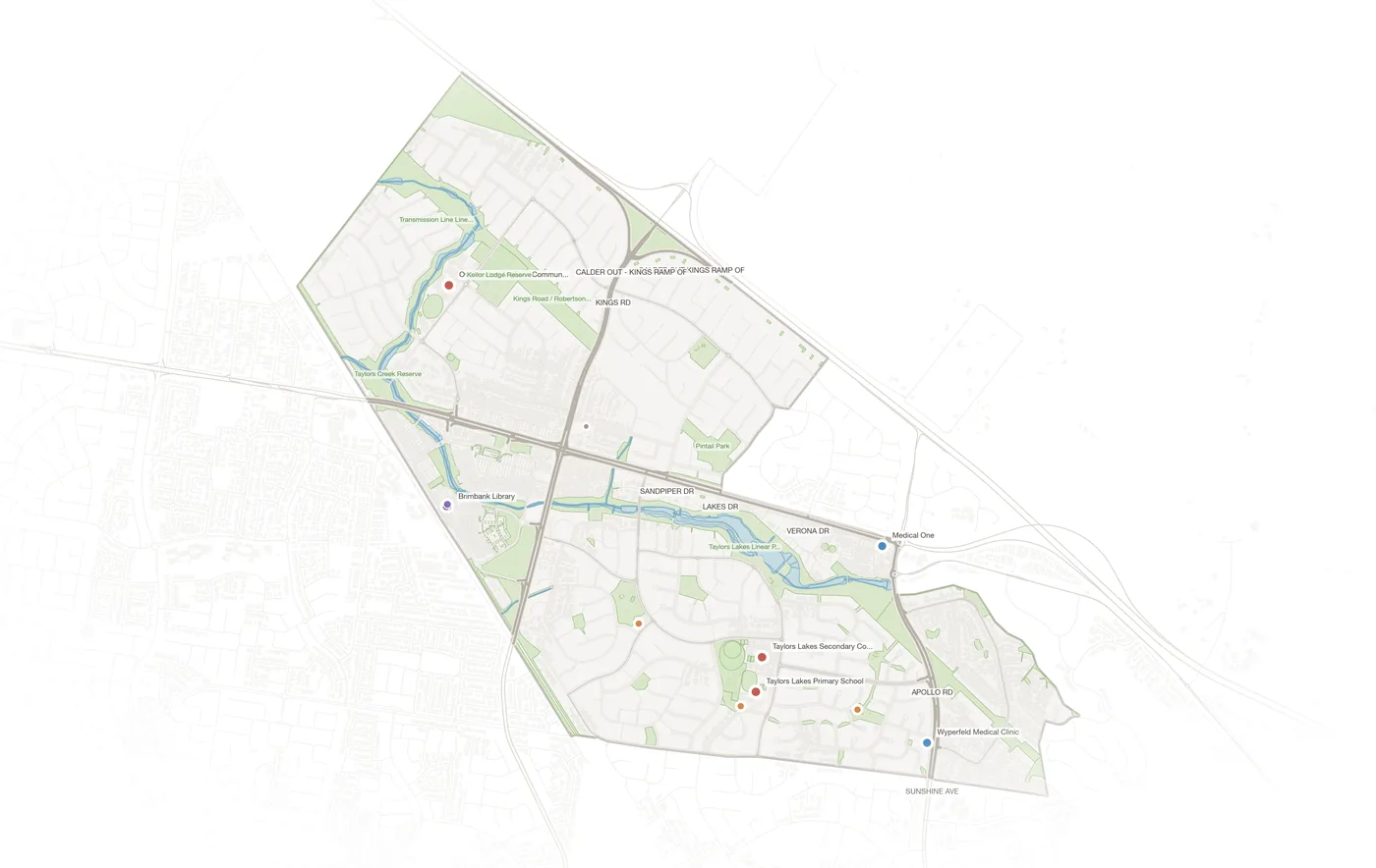 Taylors Lakes urban fabric map