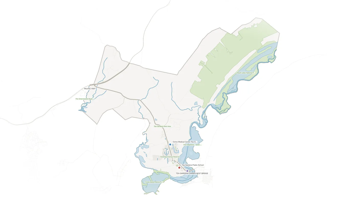 Tea Gardens urban fabric map