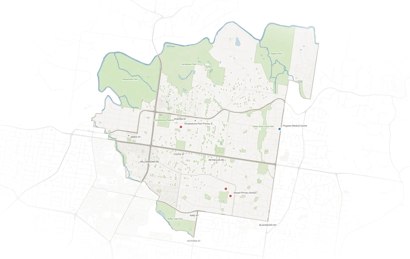 Templestowe urban fabric map