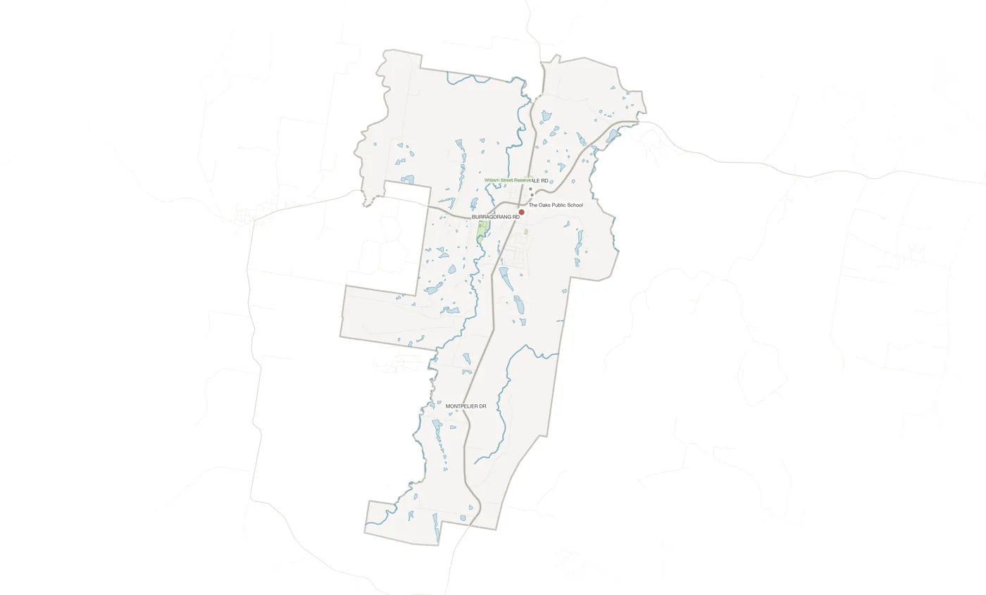 The Oaks urban fabric map