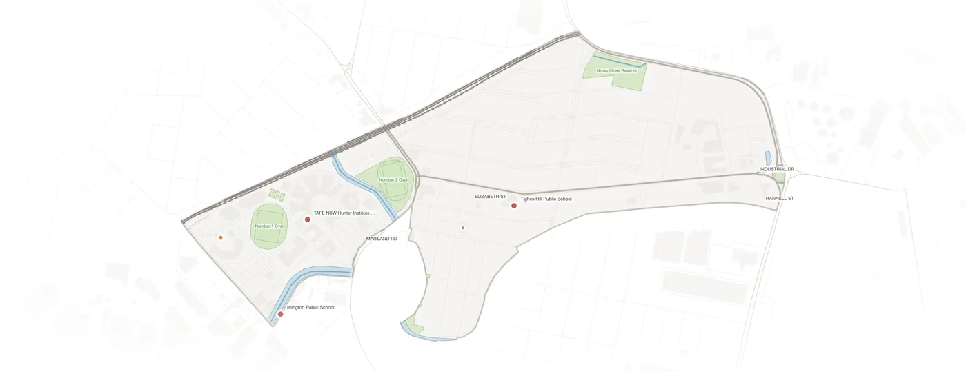 Tighes Hill urban fabric map