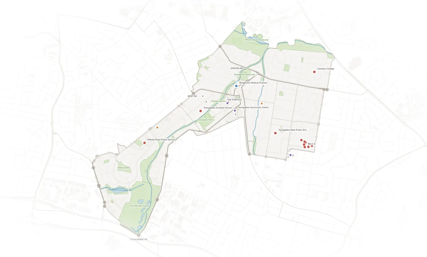 Toongabbie urban fabric map