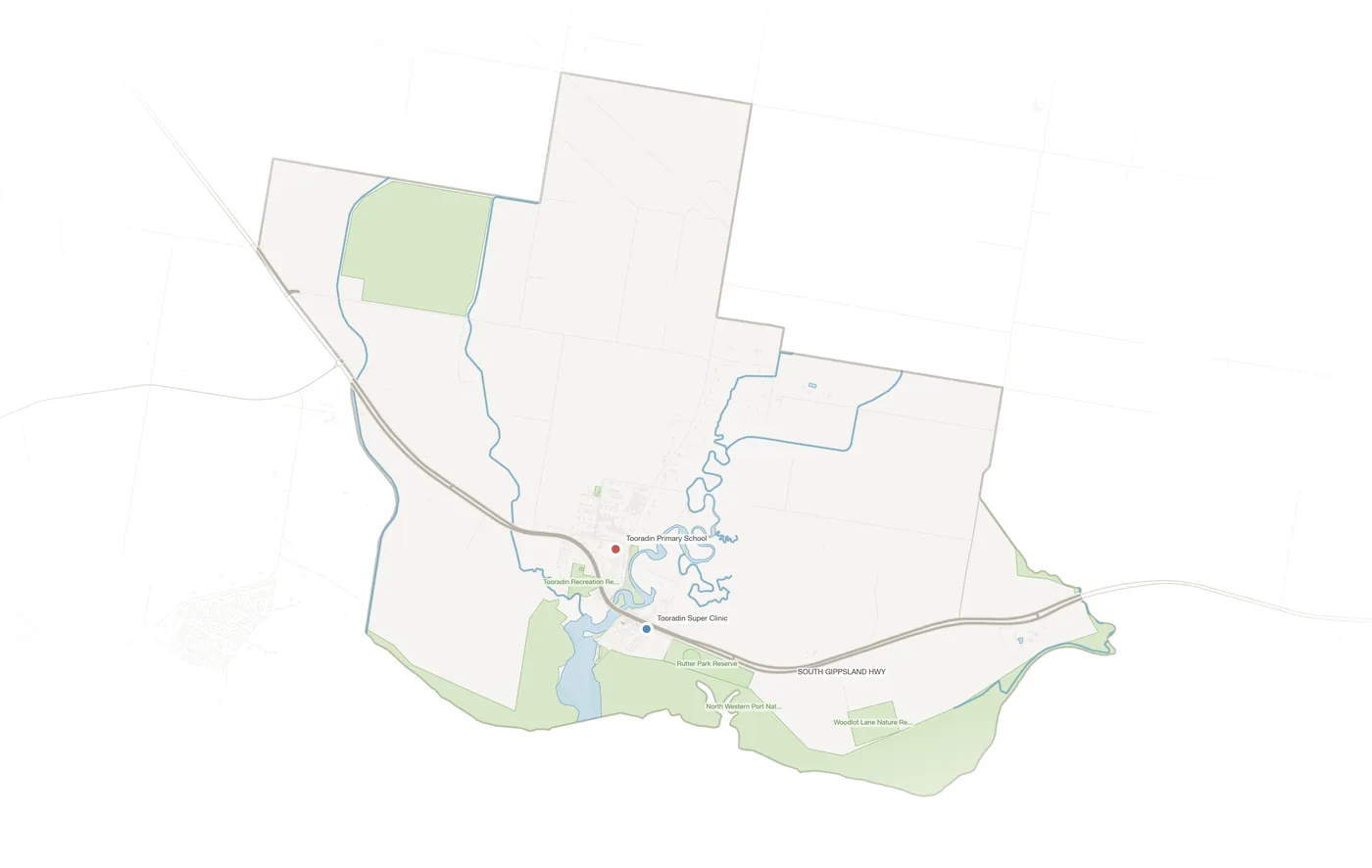 Tooradin urban fabric map