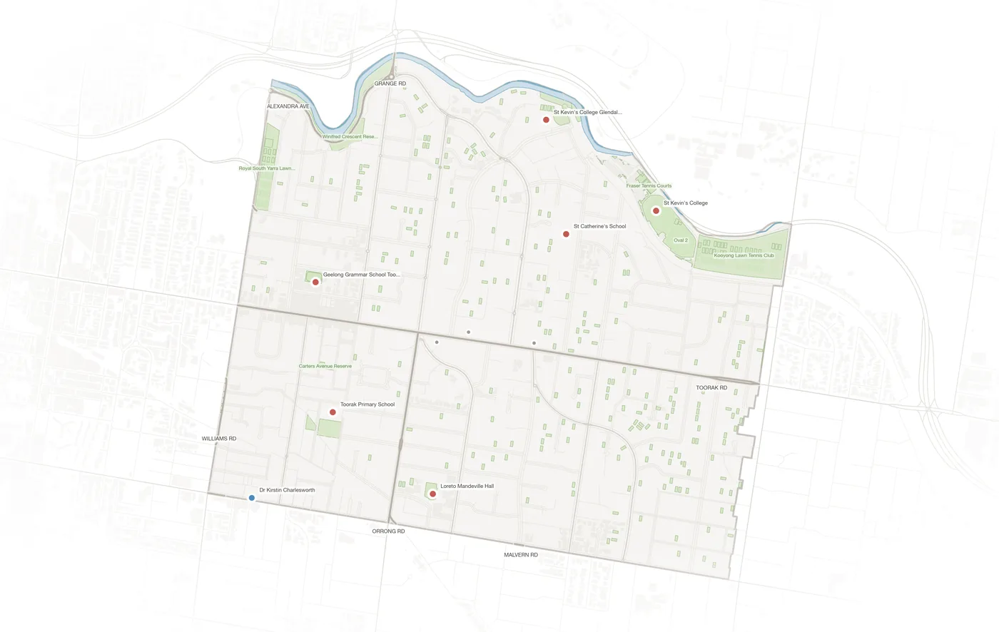 Toorak urban fabric map
