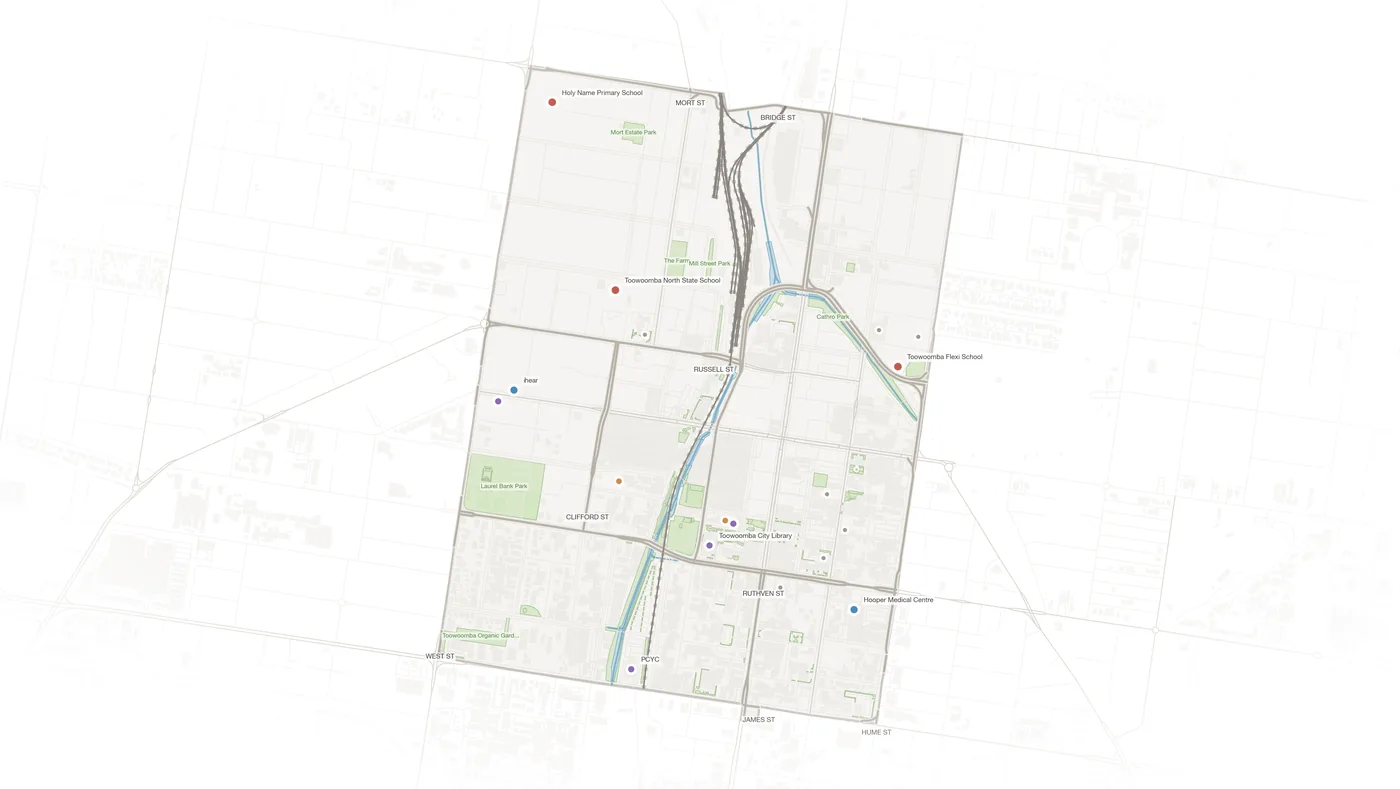 Toowoomba City urban fabric map