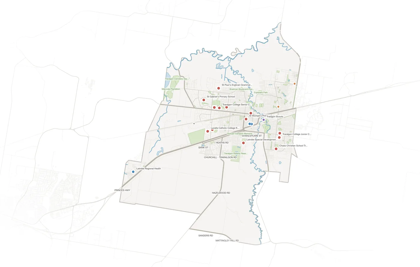 Traralgon urban fabric map