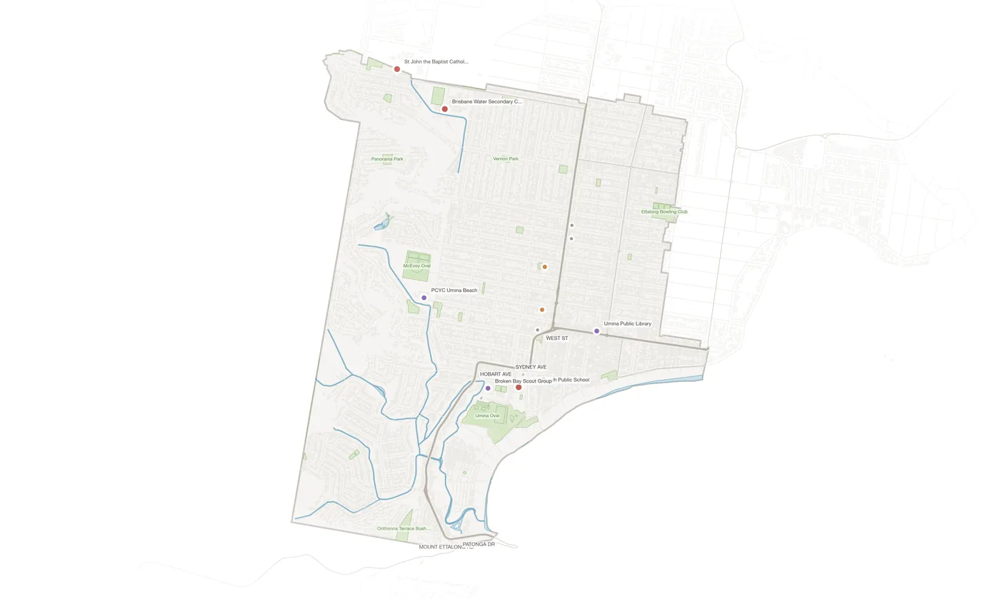 Umina Beach urban fabric map