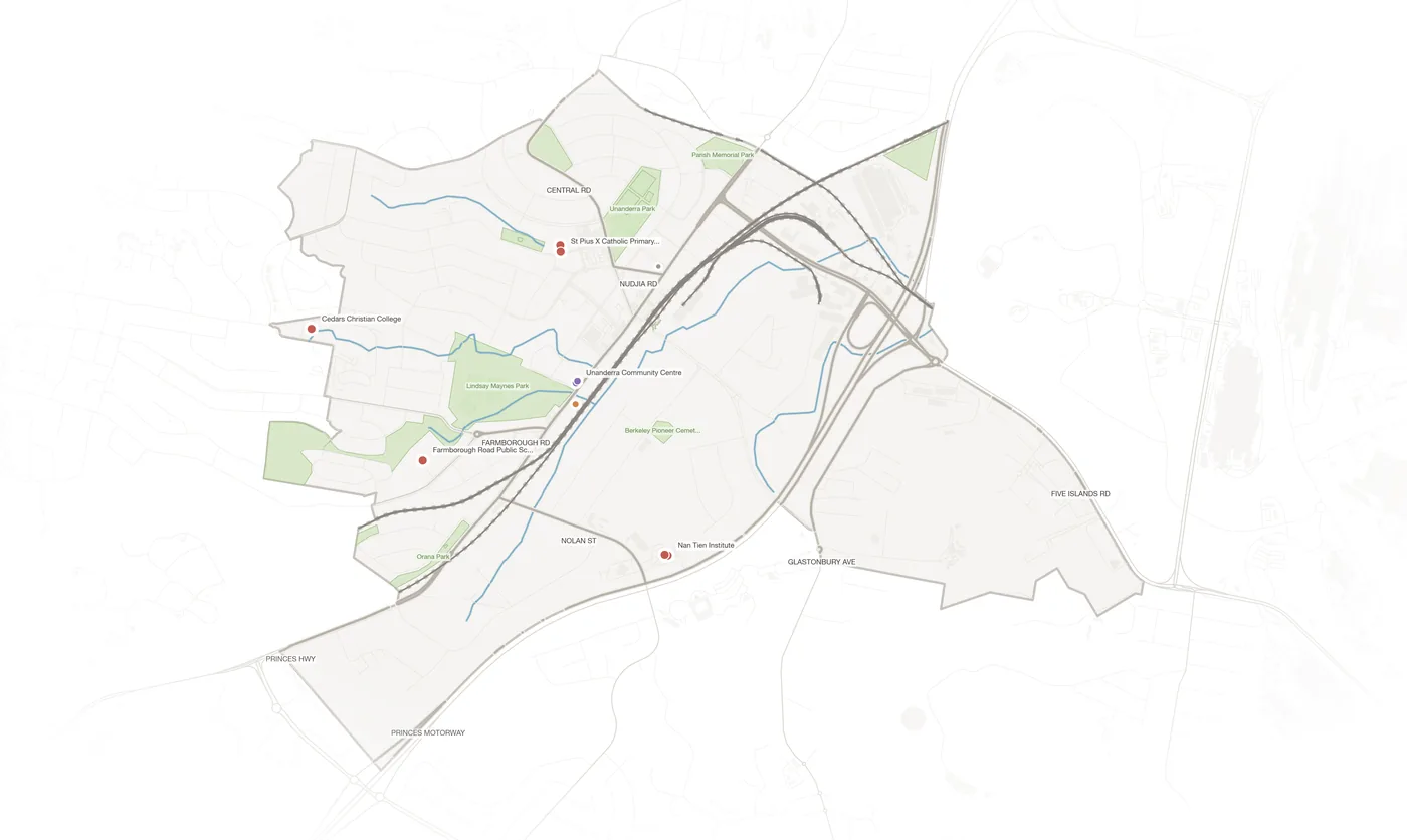 Unanderra urban fabric map