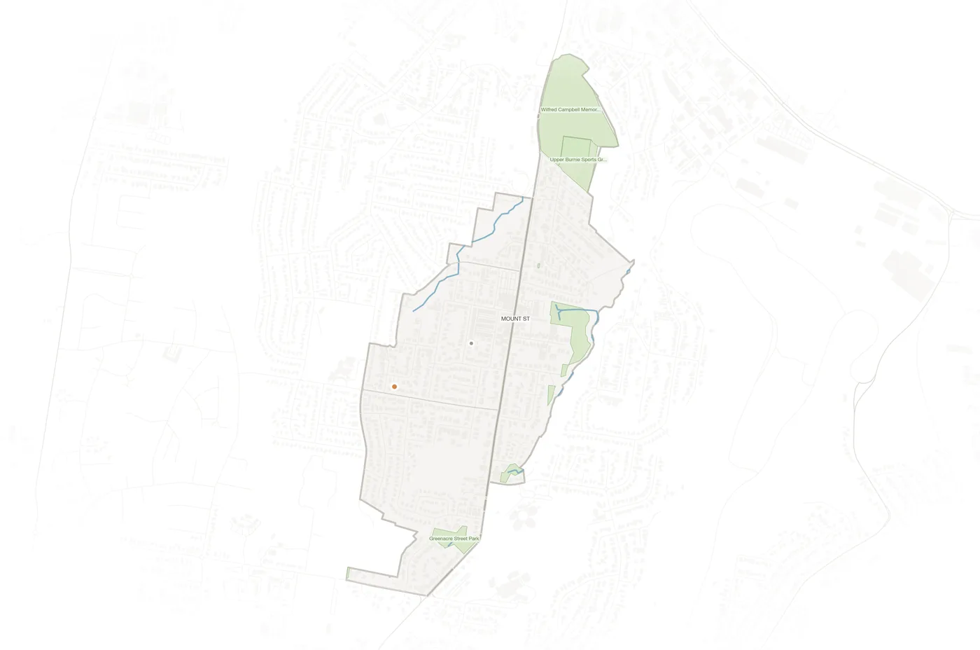 Upper Burnie urban fabric map
