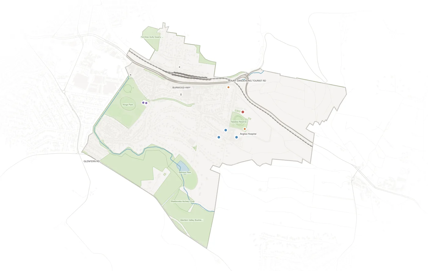 Upper Ferntree Gully urban fabric map