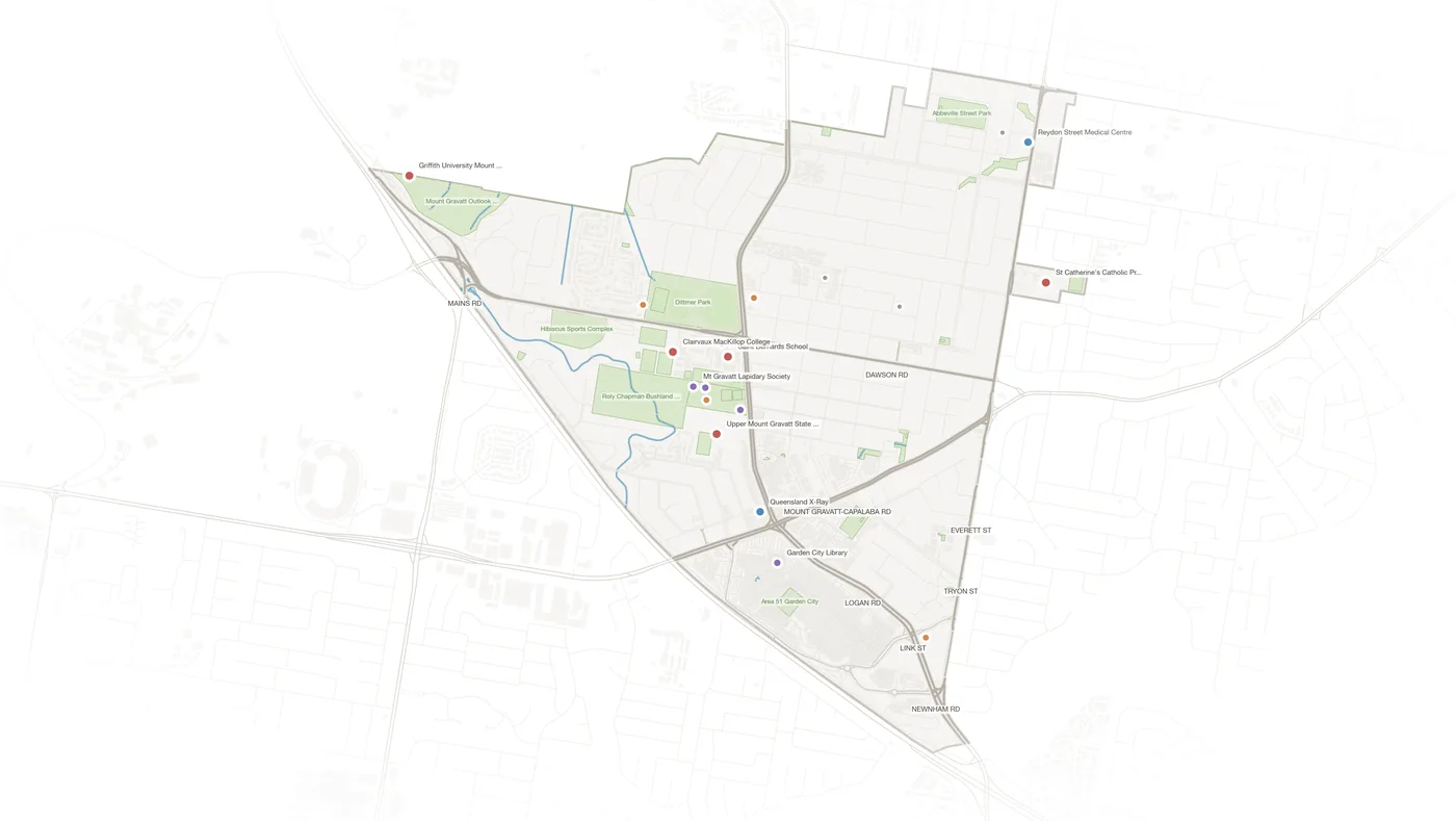 Upper Mount Gravatt urban fabric map