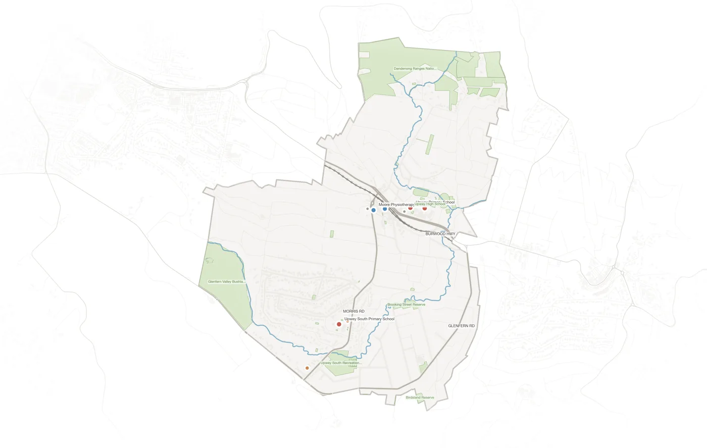 Upwey urban fabric map