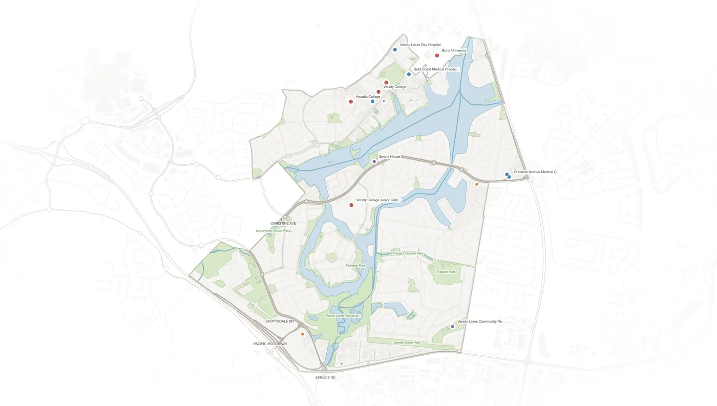 Varsity Lakes urban fabric map