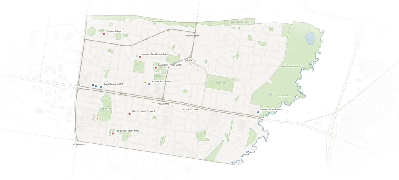 Vermont South urban fabric map