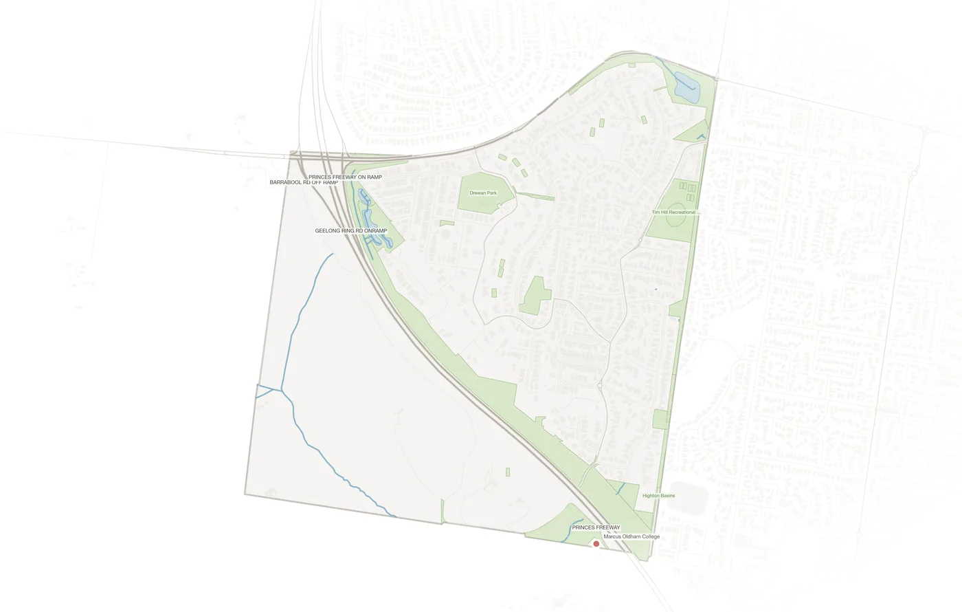 Wandana Heights urban fabric map