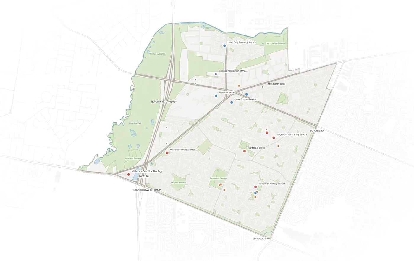 Wantirna urban fabric map