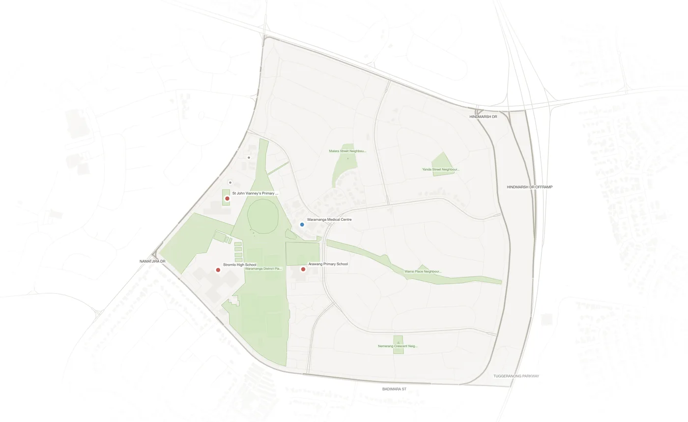 Waramanga urban fabric map