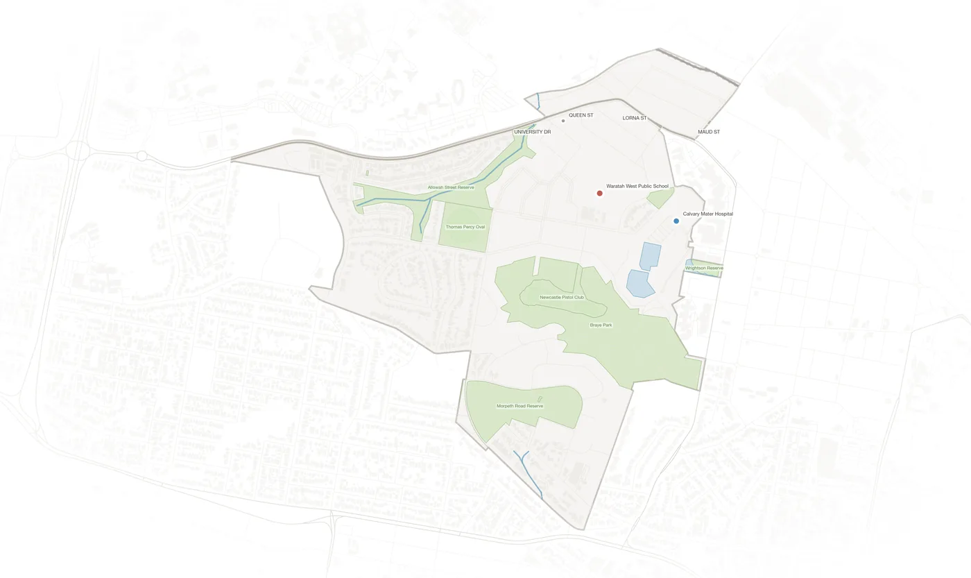 Waratah West urban fabric map