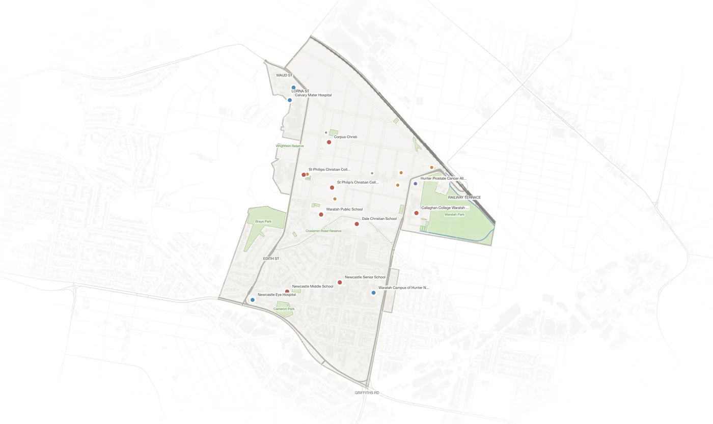 Waratah urban fabric map