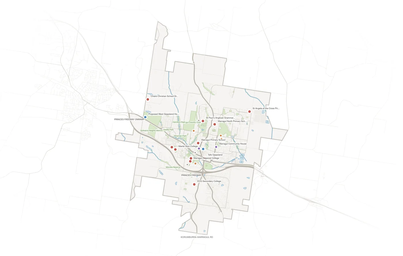 Warragul urban fabric map
