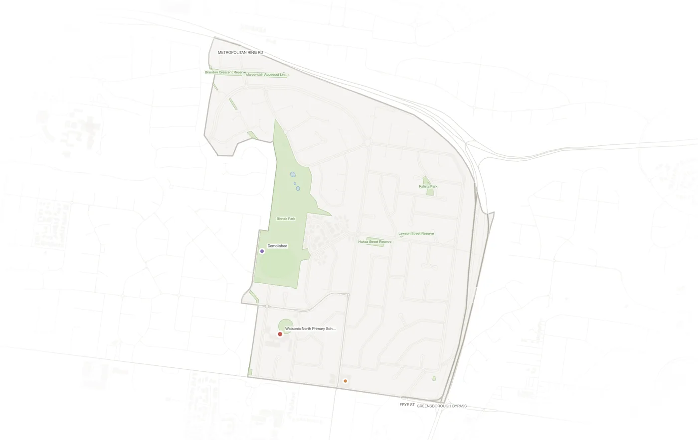 Watsonia North urban fabric map