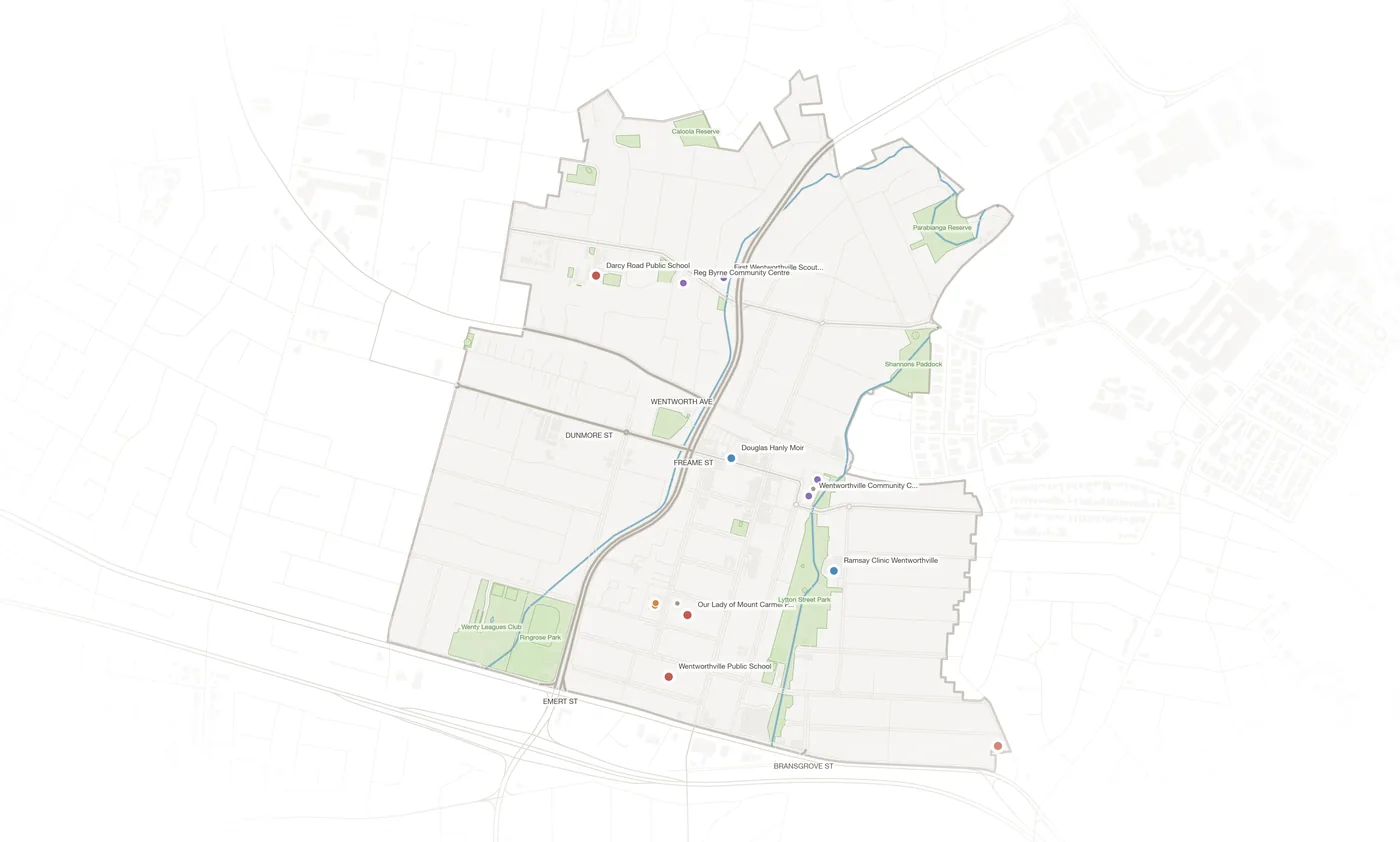 Wentworthville urban fabric map