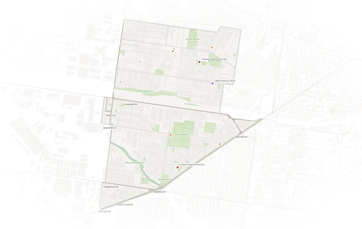 West Footscray urban fabric map