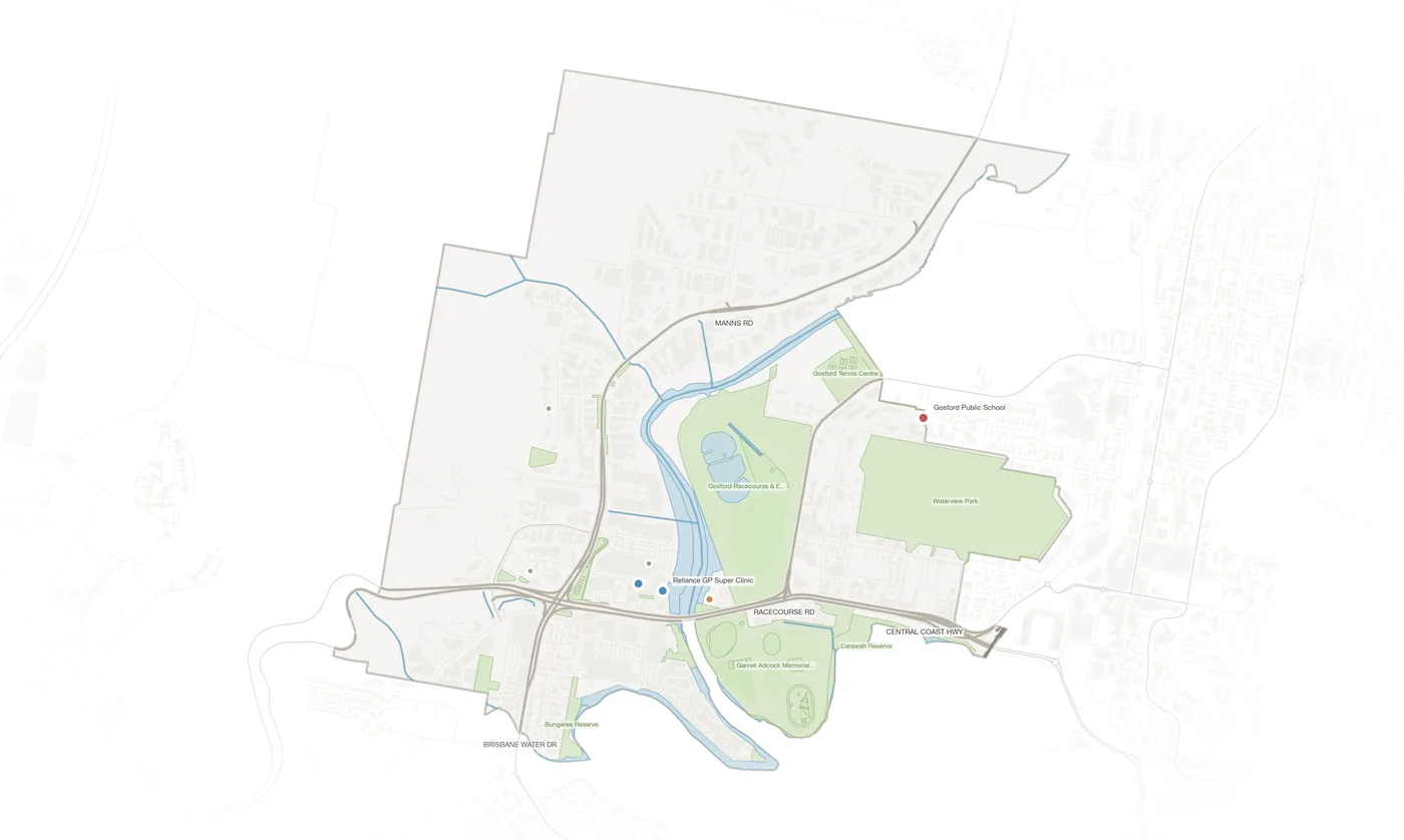 West Gosford urban fabric map
