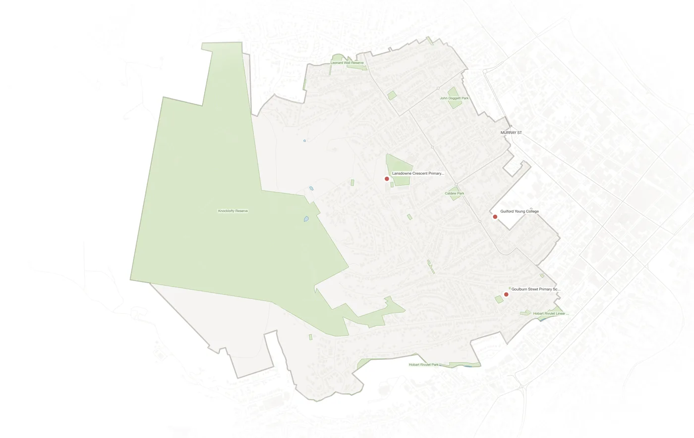 West Hobart urban fabric map