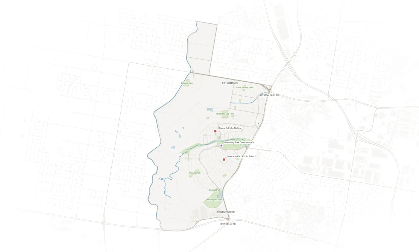 West Hoxton urban fabric map