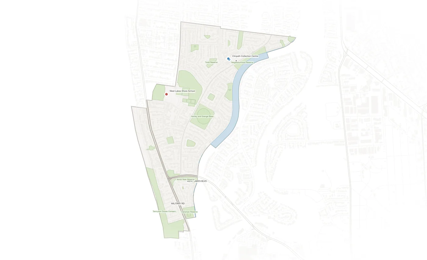 West Lakes Shore urban fabric map