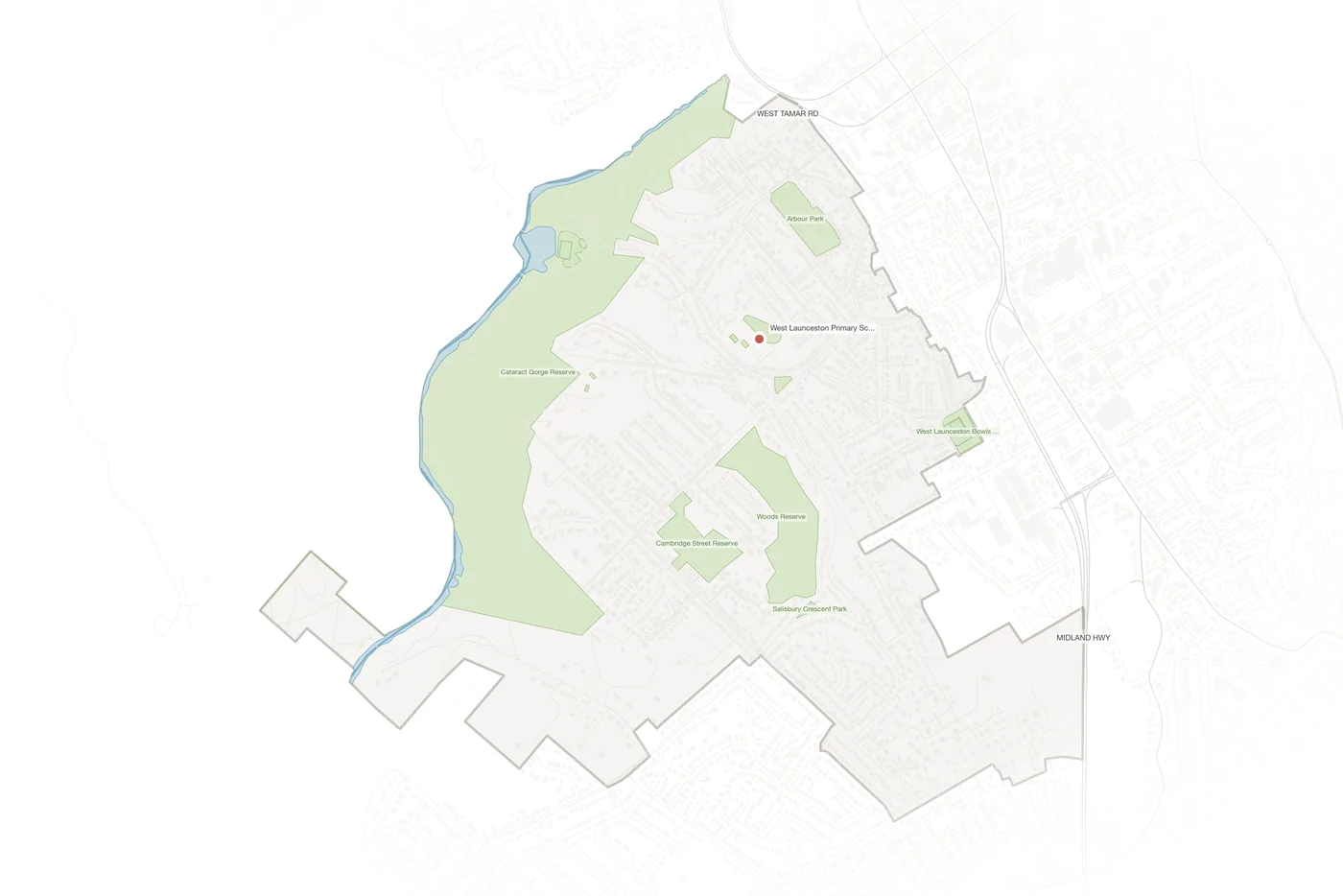 West Launceston urban fabric map