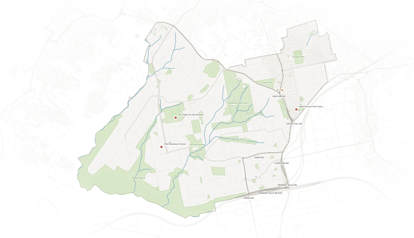 West Pennant Hills urban fabric map